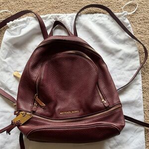 Michael Kors Deep Red Leather Backpack